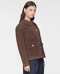 Avec Les Filles Women's Wing-Collar Faux-Suede Jacket