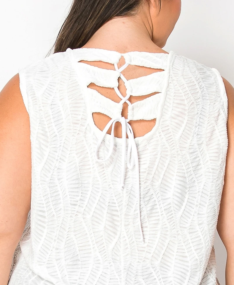 Coin 1804 Plus Spiral Wave Texture Strappy Back Tank Top