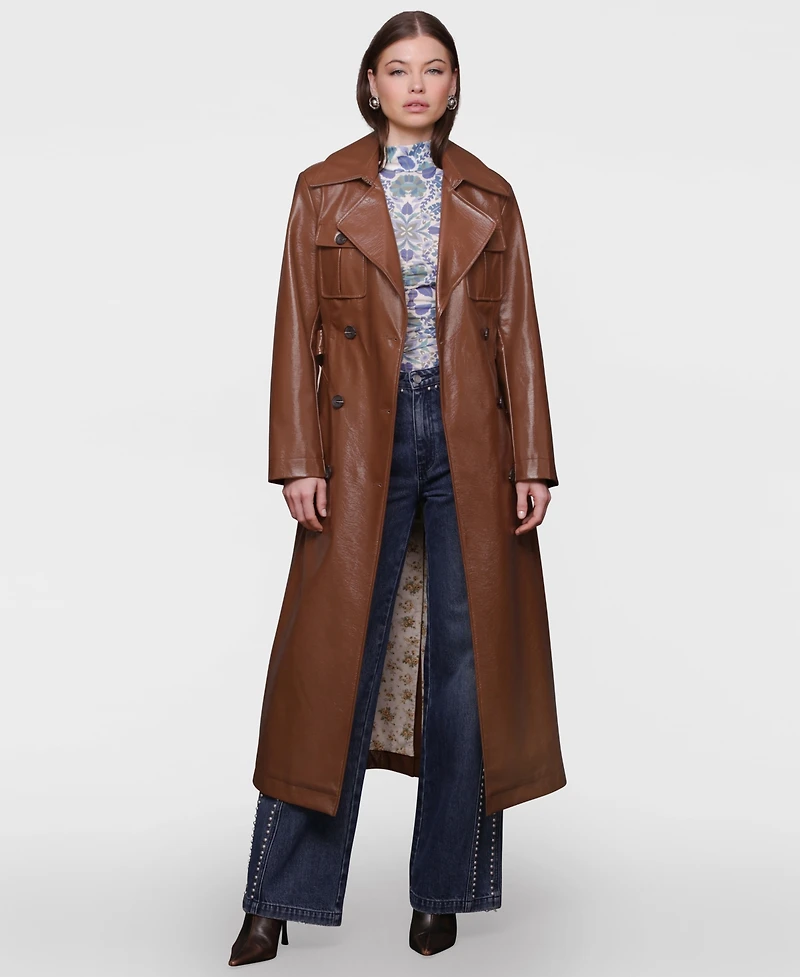 Avec Les Filles Women's Belted Faux-Leather Trench Coat