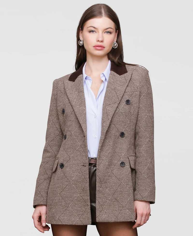 Avec Les Filles Women's Double-Breasted Blazer Coat