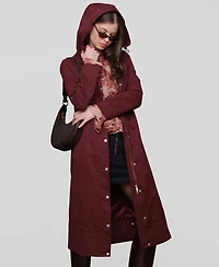 Avec Les Filles Women's Hooded Canvas Maxi Coat