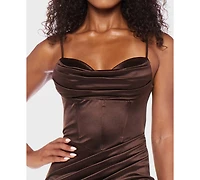 B Darlin Juniors' Sleeveless Cowlneck Midi Dress