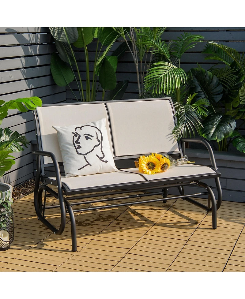Gymax Patio Swing Glider Bench Loveseat Rocking Chair Backyard Poolside