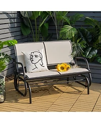 Gymax Patio Swing Glider Bench Loveseat Rocking Chair Backyard Poolside