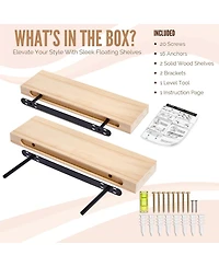 Sorbus 2 Pack 16" Solid Wood Floating Shelves - for Bathroom Decor, Books, Bedroom & Living Room