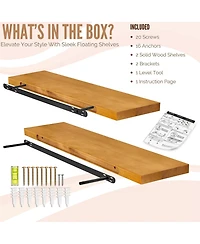 Sorbus 2 Pack 35" Solid Wood Floating Shelves - for Bathroom Decor, Books, Bedroom & Living Room