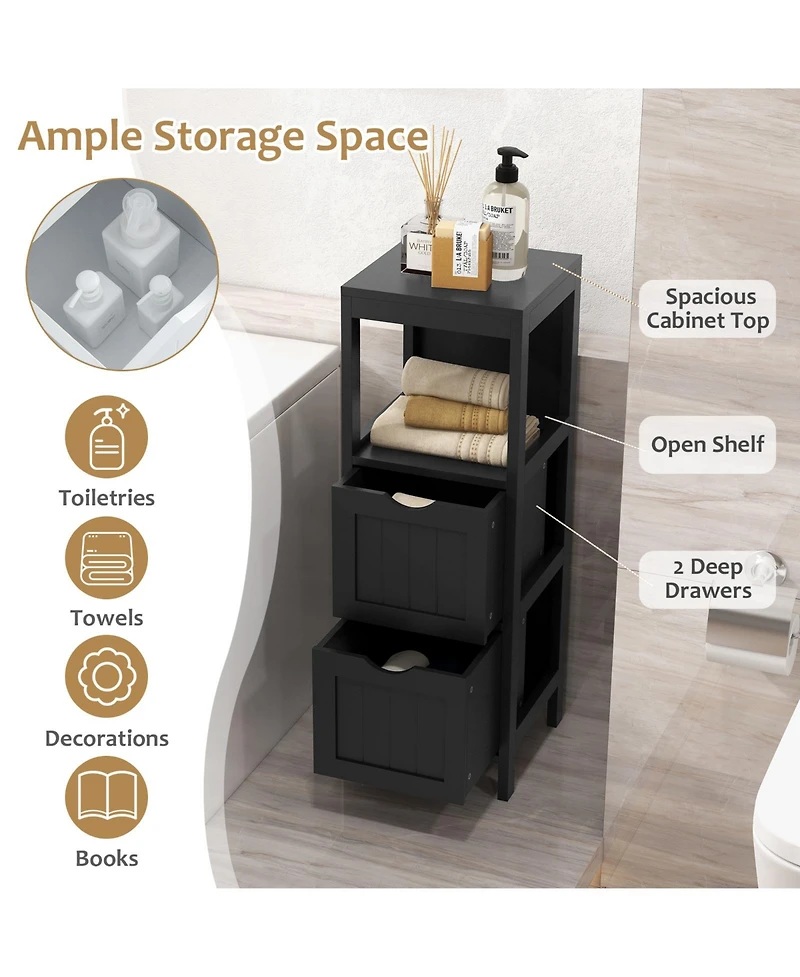 Freestanding Storage Cabinet with 2 Removable Drawers for Bathroom
