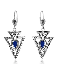 American West Jewelry Sterling Silver Lapis Arrowhead Lever Back Earrings