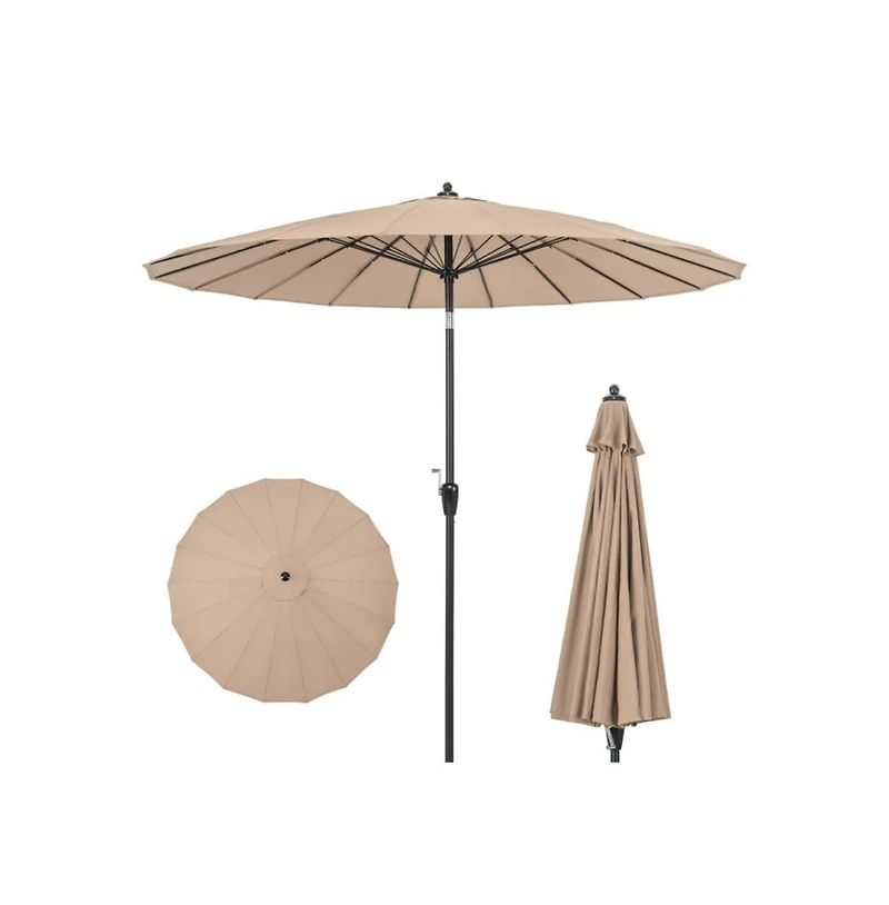 9 Feet Round Patio Umbrella with 18 Fiberglass Ribs