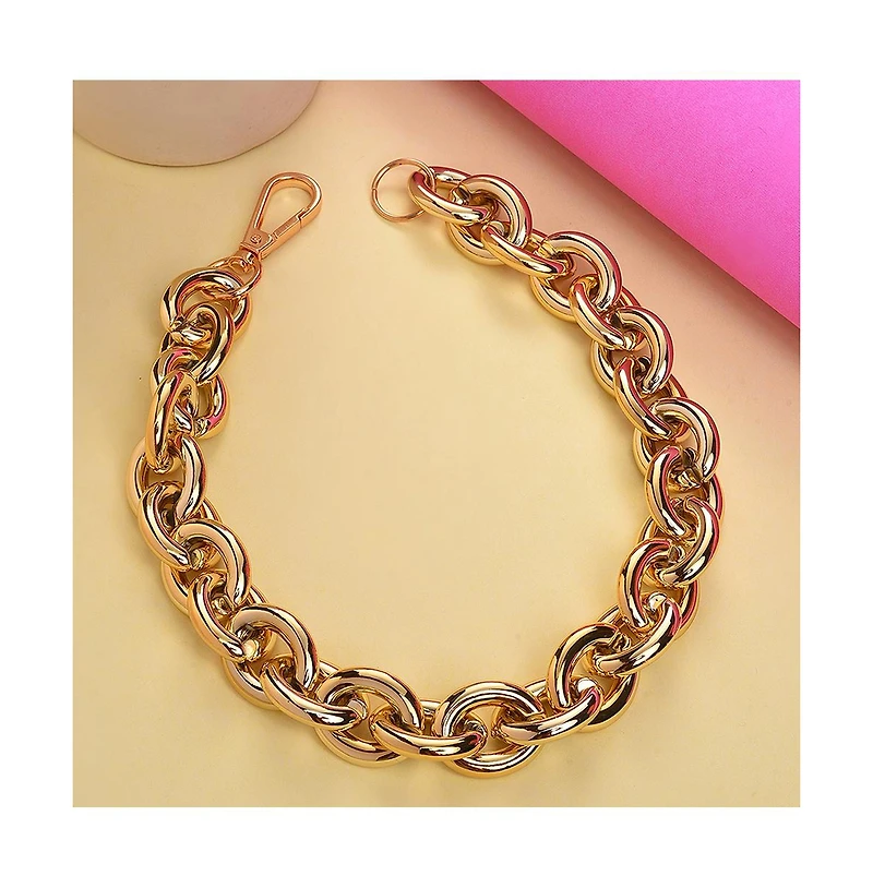 Sohi Women's Gold Metallic Chainlink Necklace