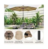 10 Feet Patio Umbrella with 112 Solar Lights and Crank Handle