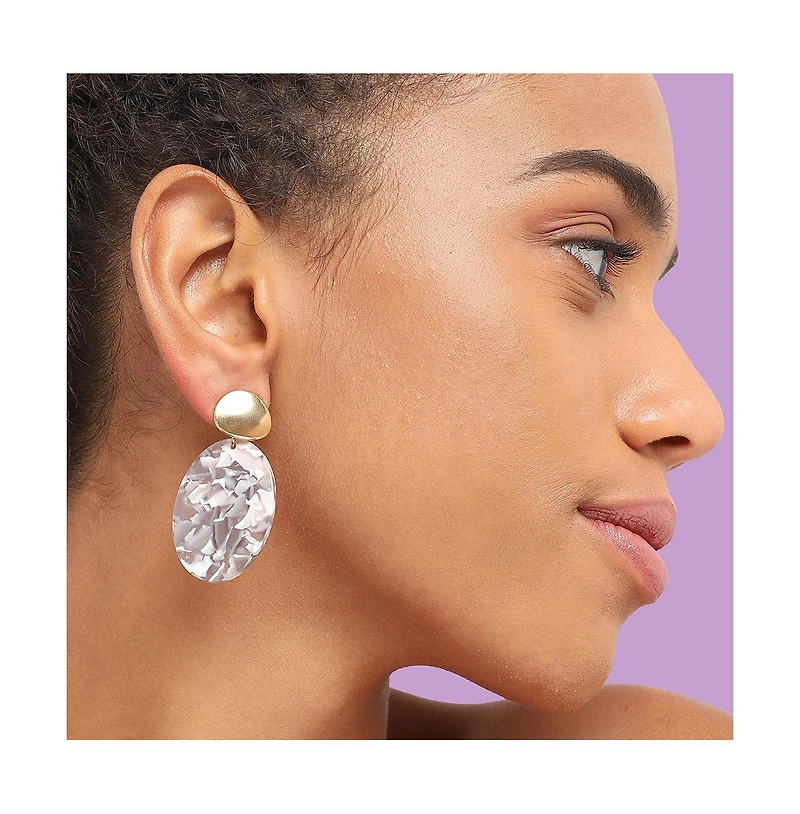 Sohi Women's Red Marble Drop Earrings