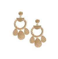 Sohi Women's White Dented Drop Earrings