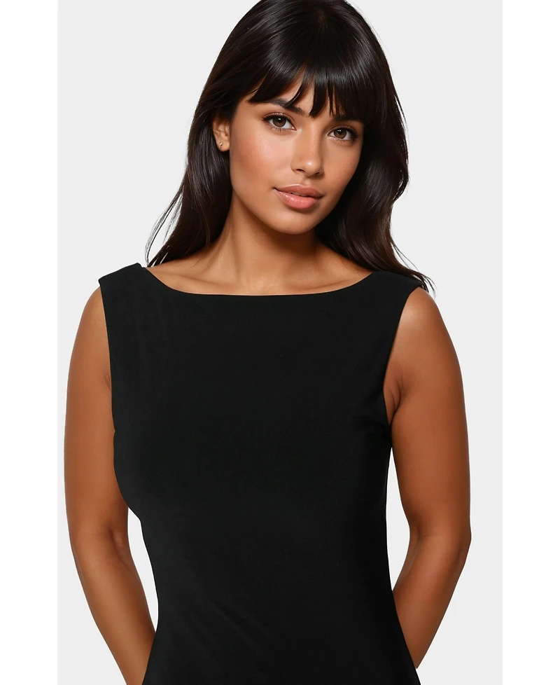 Bebe Women's High Neck Open Back Midi Dress