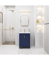 Elise 24.5 in. W x 18 In. D Bath Vanity in Monarch Blue with Ceramics Vanity Top in White with White Basin