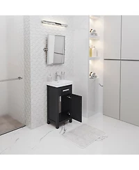 Mia 18 in. W Bath Vanity in Espresso Finish with Ceramics Integrated Vanity Top with White Basin