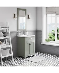 Myra 24 in. W x 18 in. D Bath Vanity in Glacial Green with Ceramics Vanity Top in White with White Basin