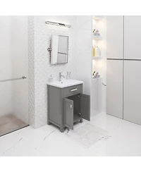 Myra 24 in. Bath Vanity in Cashmere Grey with Integrated Ceramics Vanity Top and Sink
