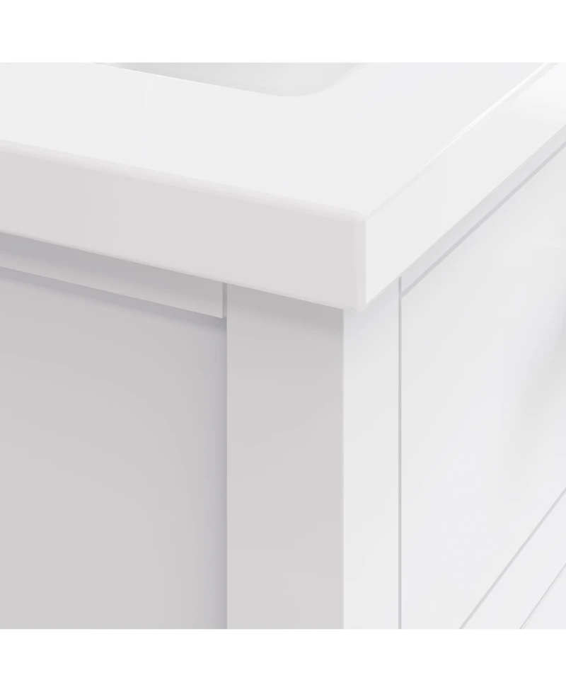 Myra Collection 24 in. Bathroom Vanity in Pure White with Ceramics Vanity Top in White - Vanity Only