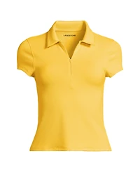 Lands' End Women's SunShade Upf 50 Short Sleeve Pique Johnny Collar Rash Guard