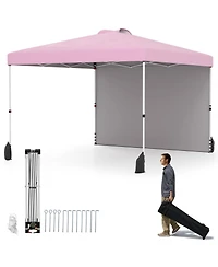 10 X 10 Ft Pop up Canopy Tent with 1 Sidewall and Wheeled Bag