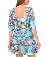 Vince Camuto Women's Tie-Neck Rickrack-Trim Tiered Dress