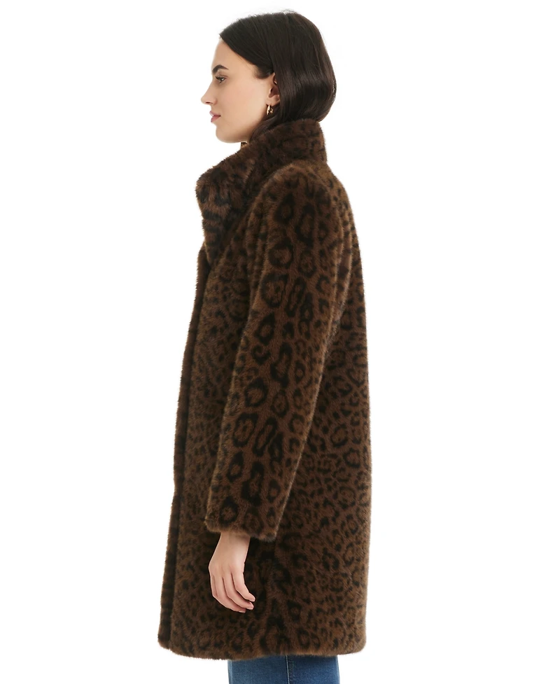 Jones New York Petite Faux-Fur Stand-Collar Coat