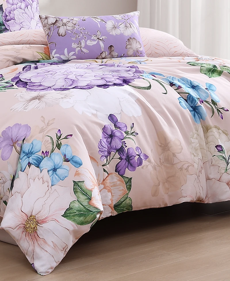 Bebejan Bright Bouquet Bedding 100% Cotton Sateen 5 Piece Queen Size Reversible Comforter Set