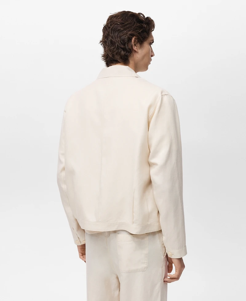 Mango Men's Bowling-Style Linen Overshirt