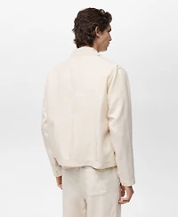 Mango Men's Bowling-Style Linen Overshirt