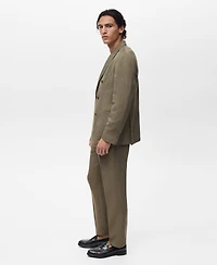 Mango Men's Linen Slim-Fit Double-Breasted Suit Blazer
