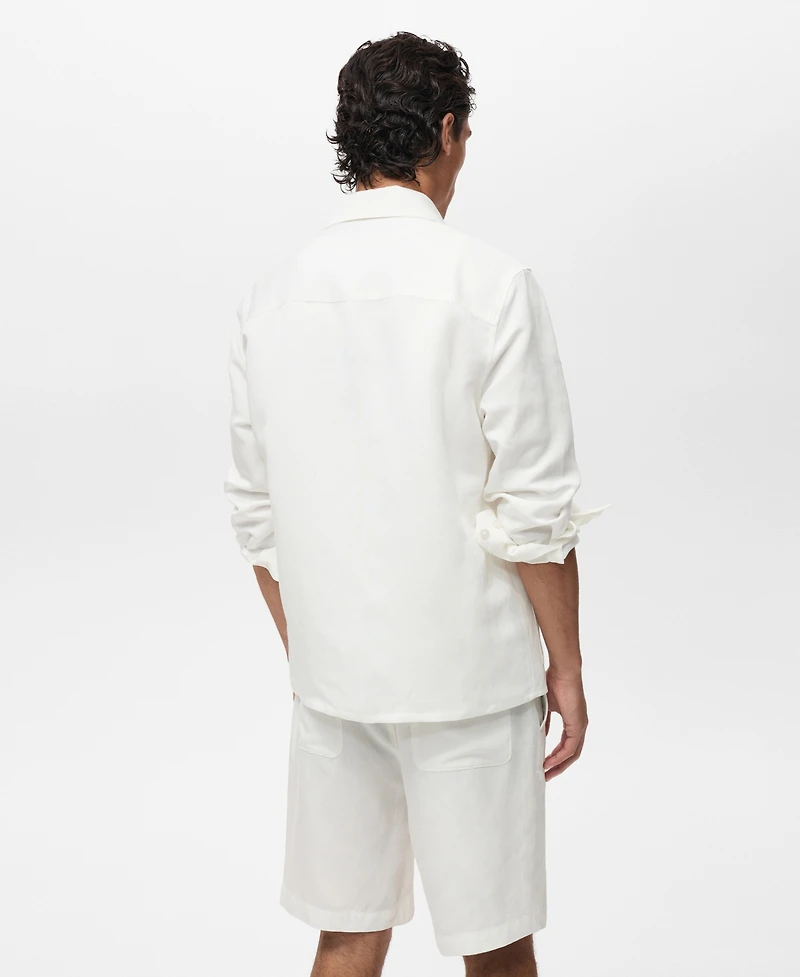 Mango Men's Pockets Linen Overshirt