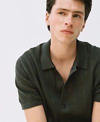 Mango Men's Striped Openwork Knitted Shirt