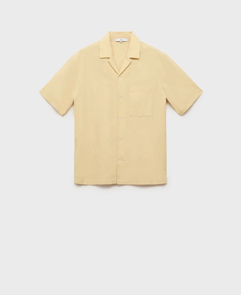 Mango Men's Embroidered Bowling Collar Shirt