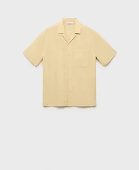 Mango Men's Embroidered Bowling Collar Shirt