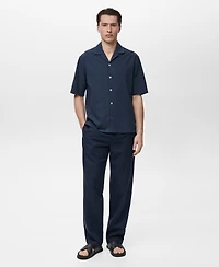 Mango Men's Embroidered Bowling Collar Shirt