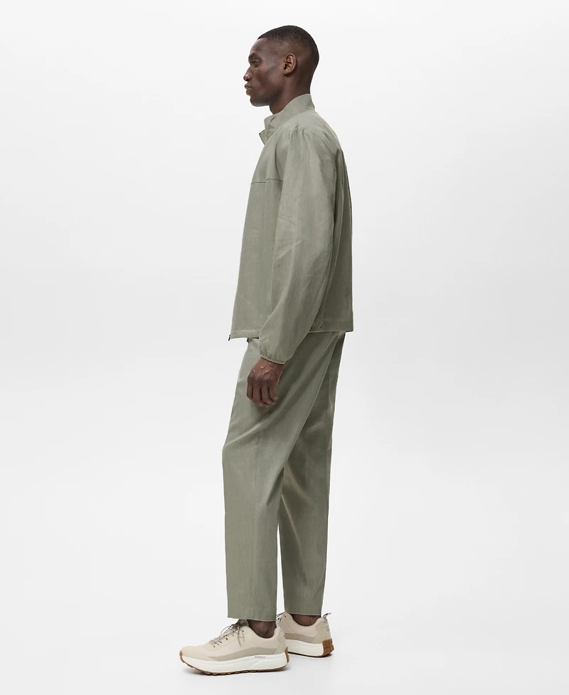 Mango Men's Pleated Linen Pants