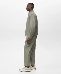Mango Men's Pleated Linen Pants