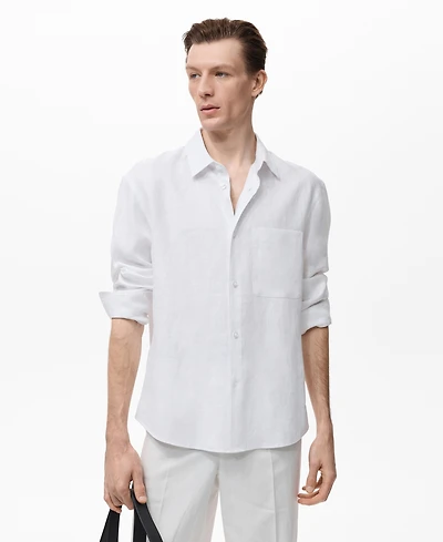 Mango Men's Linen Pocket Shirt