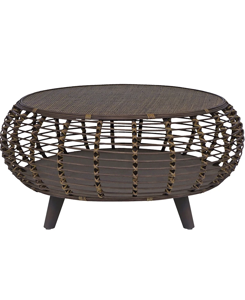 Gallerie Decor 35" Java Rattan Handwoven Coffee Table