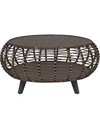 Gallerie Decor 35" Java Rattan Handwoven Coffee Table