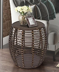 Gallerie Decor 20" Java Rattan Handwoven End Table