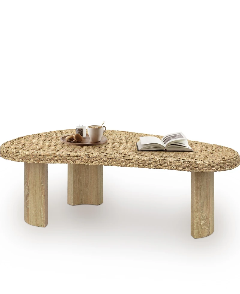 Gallerie Decor 48.5" Water Hyacinth Woven Top Coffee Table