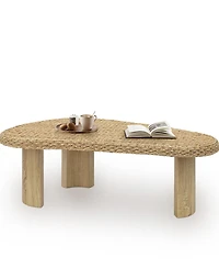 Gallerie Decor 48.5" Water Hyacinth Woven Top Coffee Table