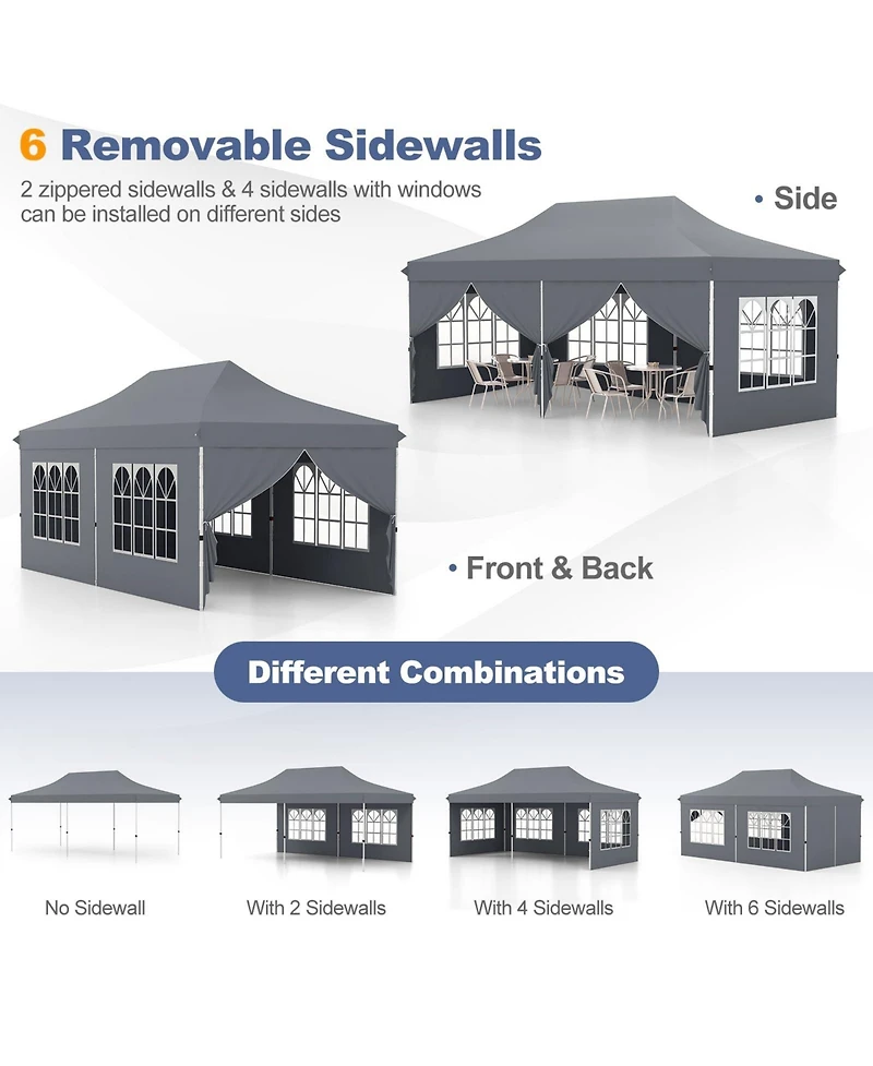10 x 20 Feet Pop up Canopy with 6 Sidewalls Windows and Carrying Bag