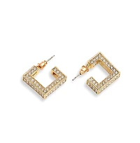 Sohi Women's Gold Plated Party Designer Stone Hoop Earrings
