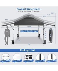 10 x 17.6 Feet Outdoor Instant Pop-up Canopy Tent with Dual Half Awnings