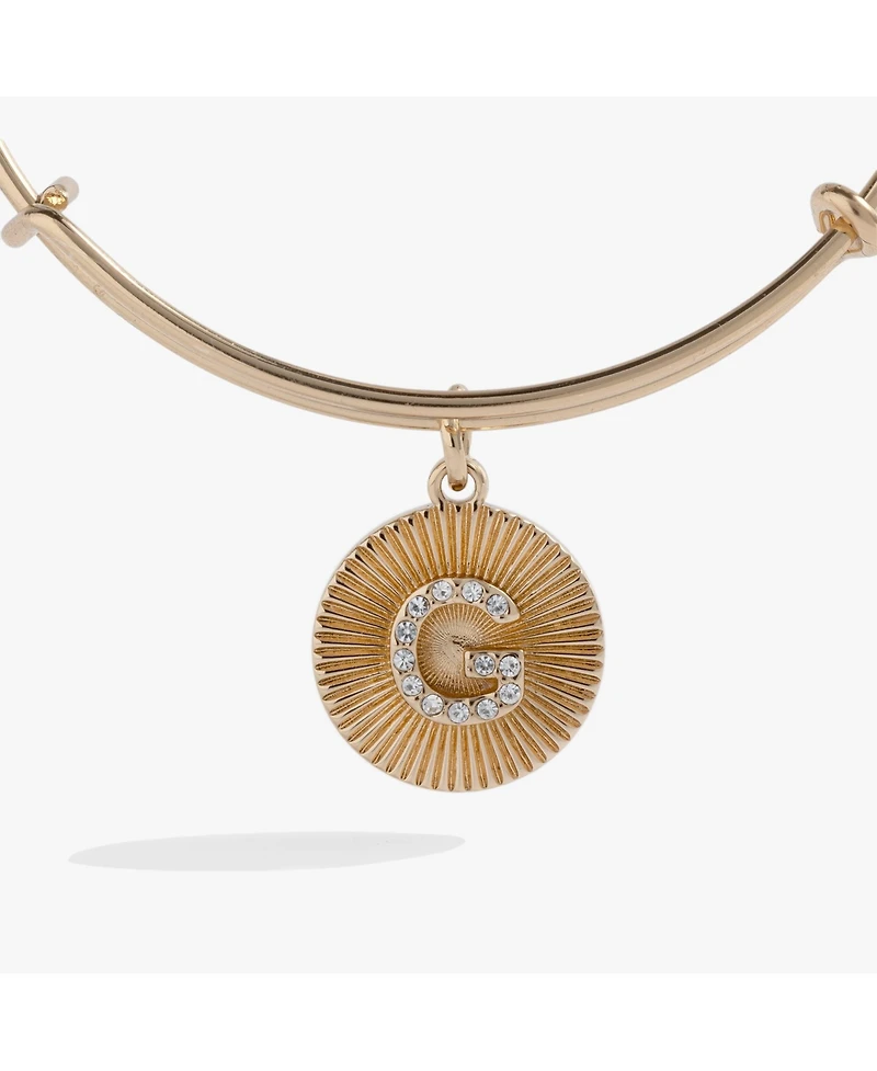 Pave Starburst Texture Initial Bangle Bracelet I