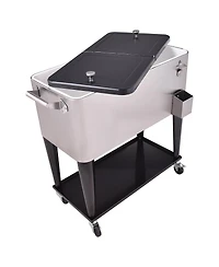 Mecale 80 Quart Patio Rolling Stainless Steel Ice Beverage Cooler