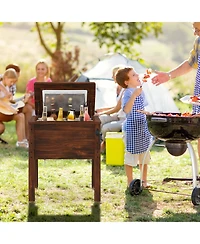 Wooden Patio Cooler with 3 Handles and Bottle Opener